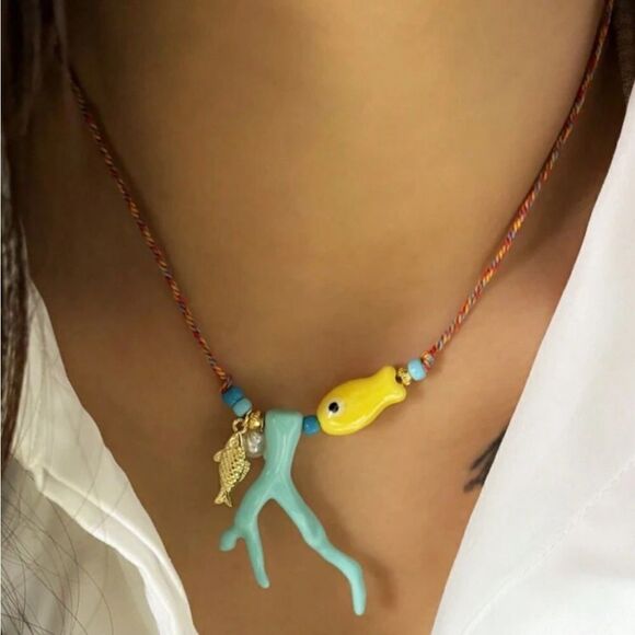 Boho fish necklace N1047 - Picture 1 of 4